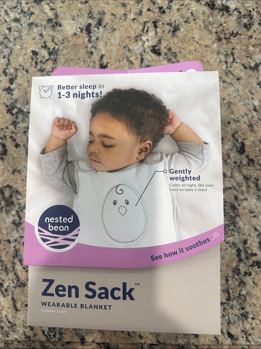 Nested Bean Zen Sack Wearable Blanket - Gray with Pink Accent